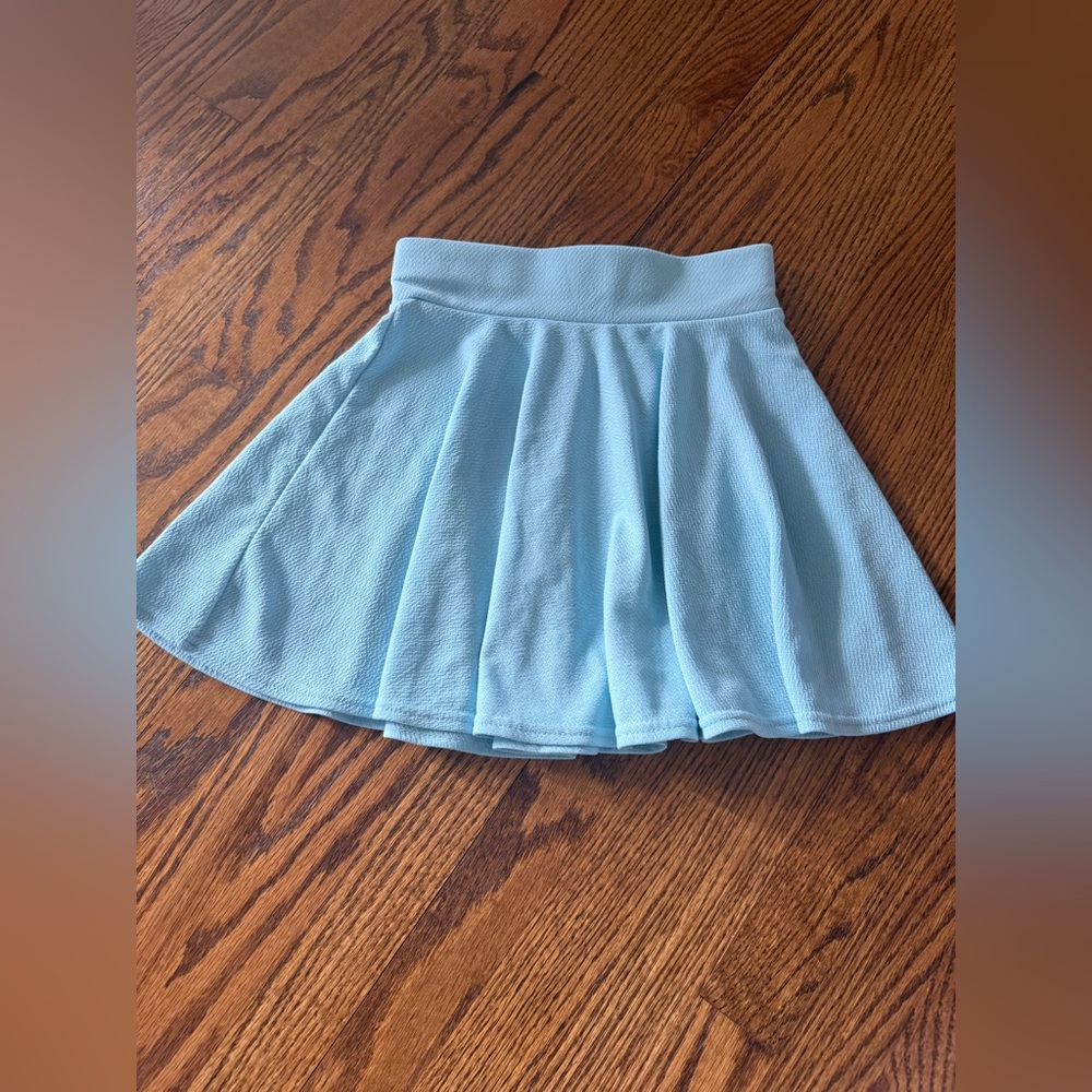 Light Blue Pleated A-Line Preppy Skirt XS